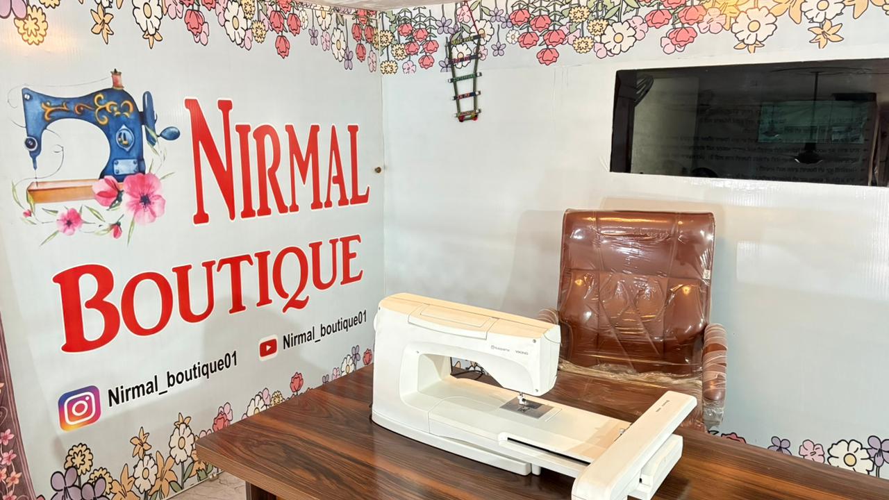 Home Lace border applied to a suit hem at Nirmal Boutique, Sri Muktsar Sahib