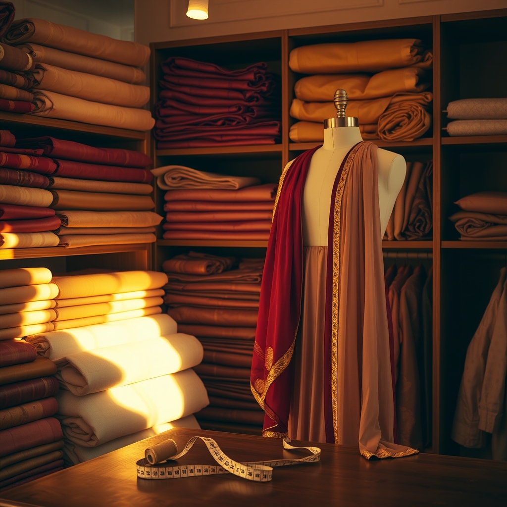 Home Fabric shelves and tailoring studio inside Nirmal Boutique, Sri Muktsar Sahib